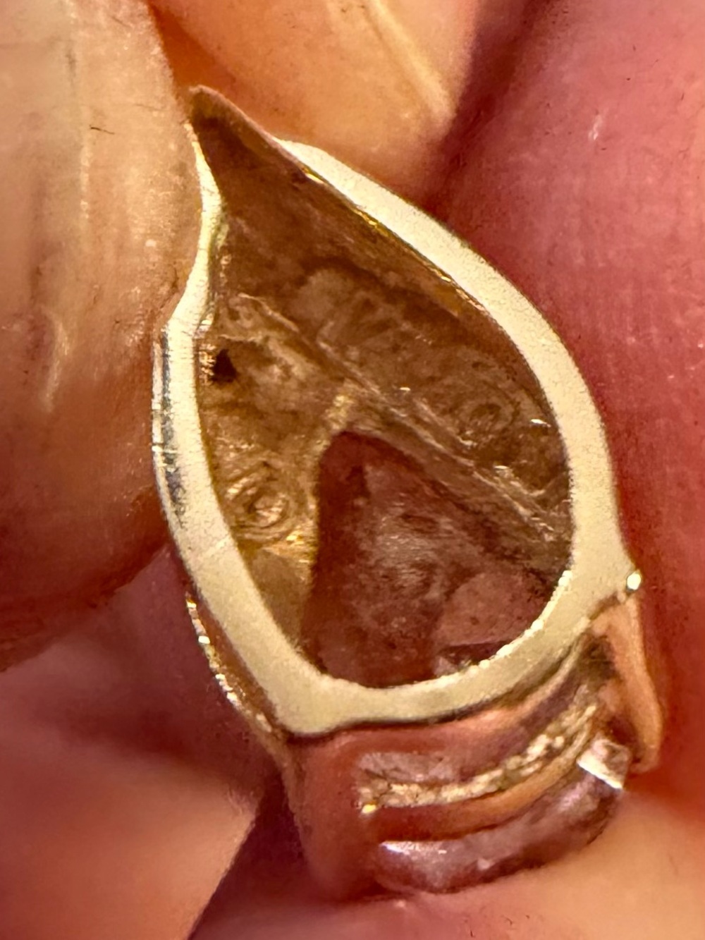 14K Gold Teardrop Pink Topaz Pendant with genuine diamond in the setting. - Picture 7 of 8